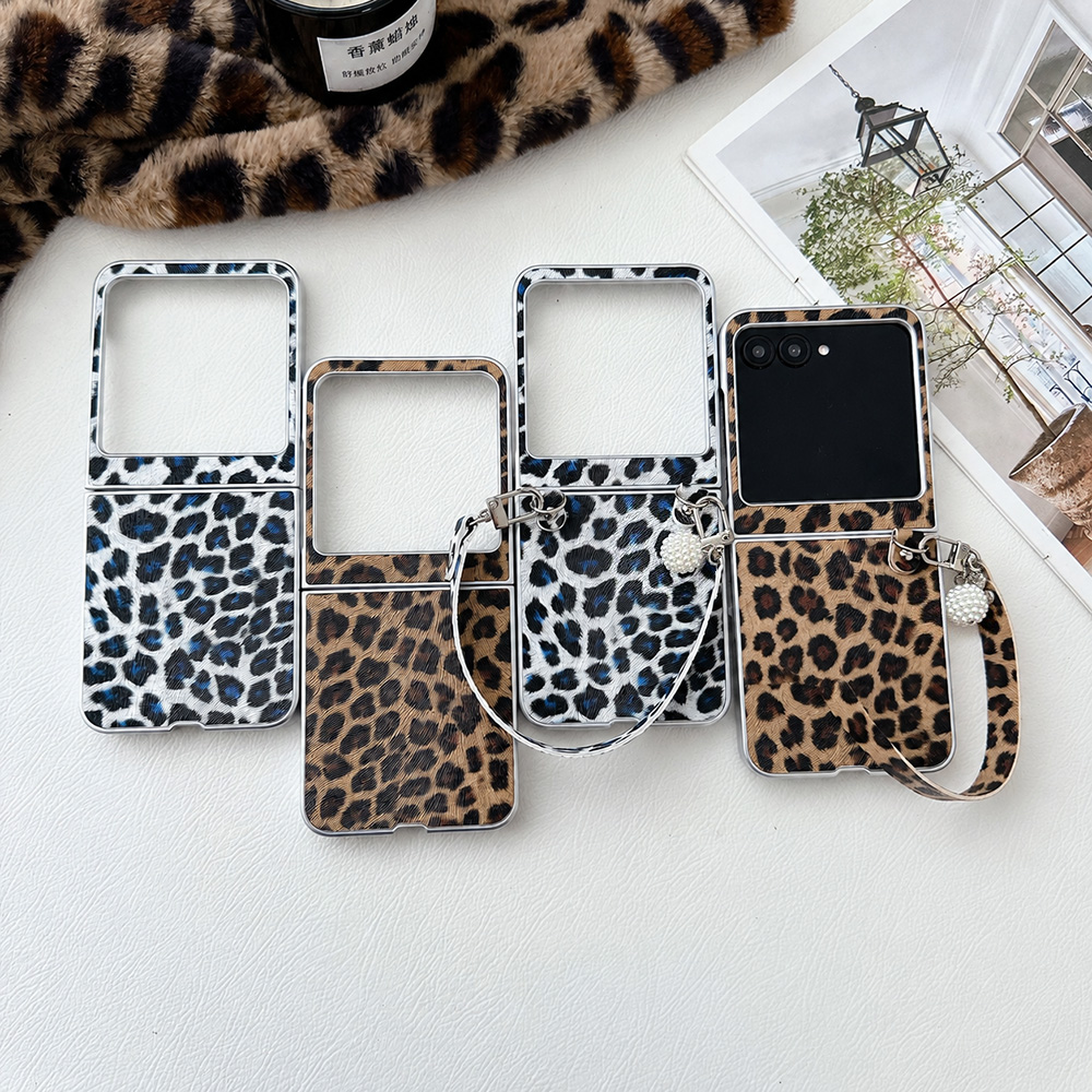 Camera Wrist Strap - Luipaardprint Opvouwbare Flip Telefoonhoes Voor Motorola