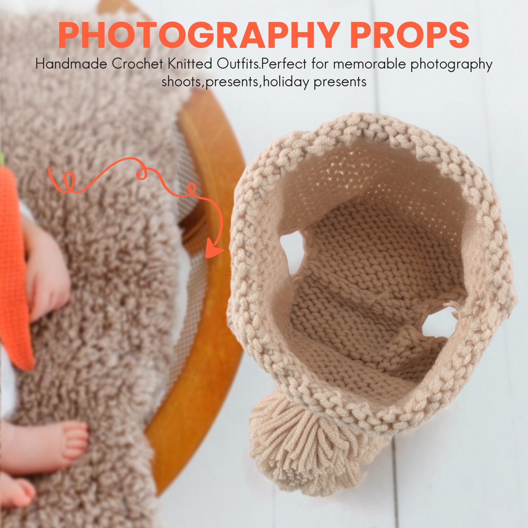 Photography Outfits - ABJA-fotografie rekwisieten voor pasgeboren baby's Gebreide