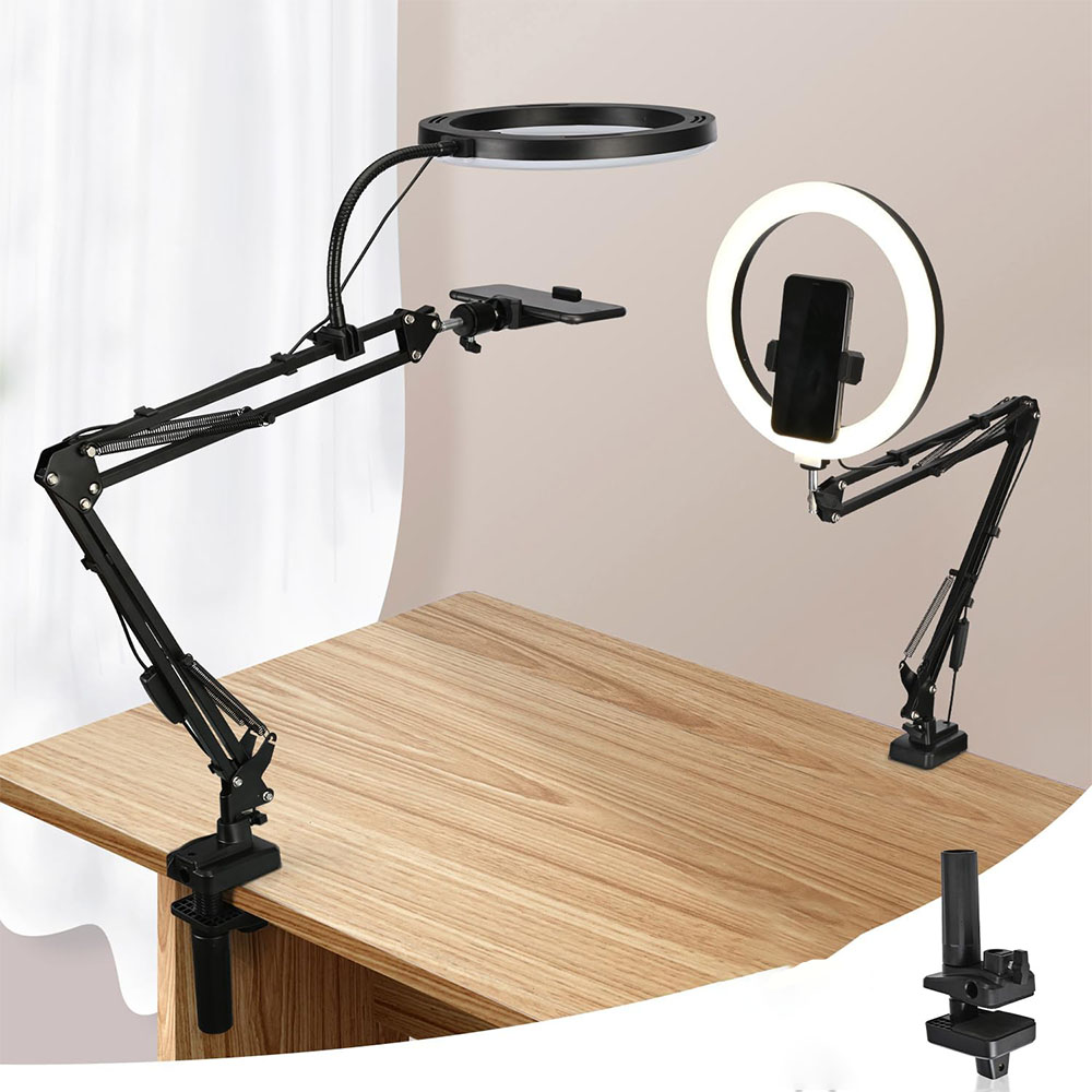 Photography Desk - Ringlicht met standaard en telefoonhouder USB-ringlicht