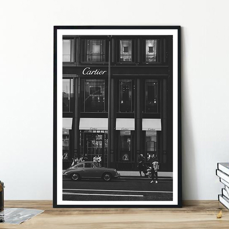 Photography Fashion - Europese straat canvas schilderij mode zwart