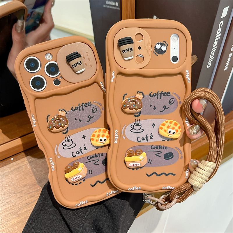 Camera Wrist Strap - 3D Cartoon Brood Telefoonhoesje met polsbandje,
