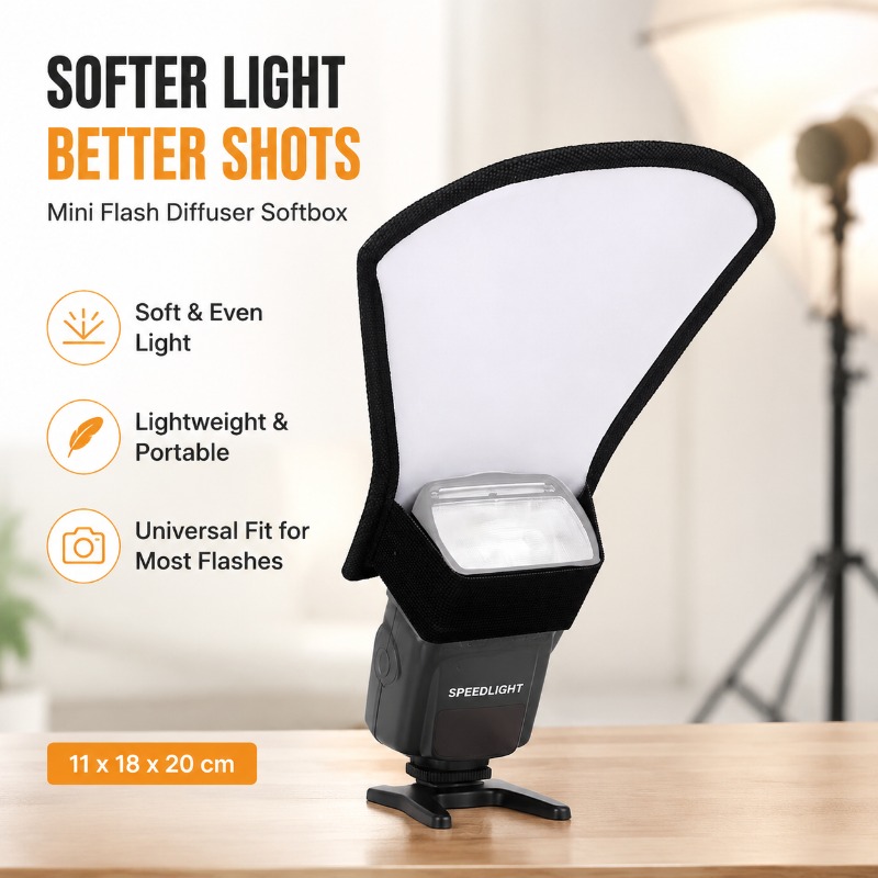Pop Up Flash Diffuser - Reflecterend flitspaneel voor DSLR-camera's, draagbaar lichtreflectiepaneel,