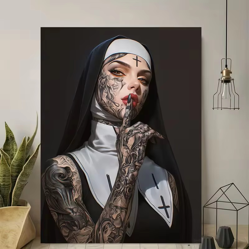 Fashion Girl Tattoo Nun Canvas - Photography Trend recensie en prijs